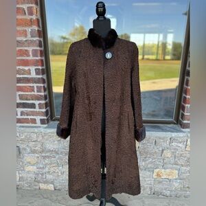 Brown Mink / Persian Lambswool Women’s Medium Fur Trench Coat 6/8